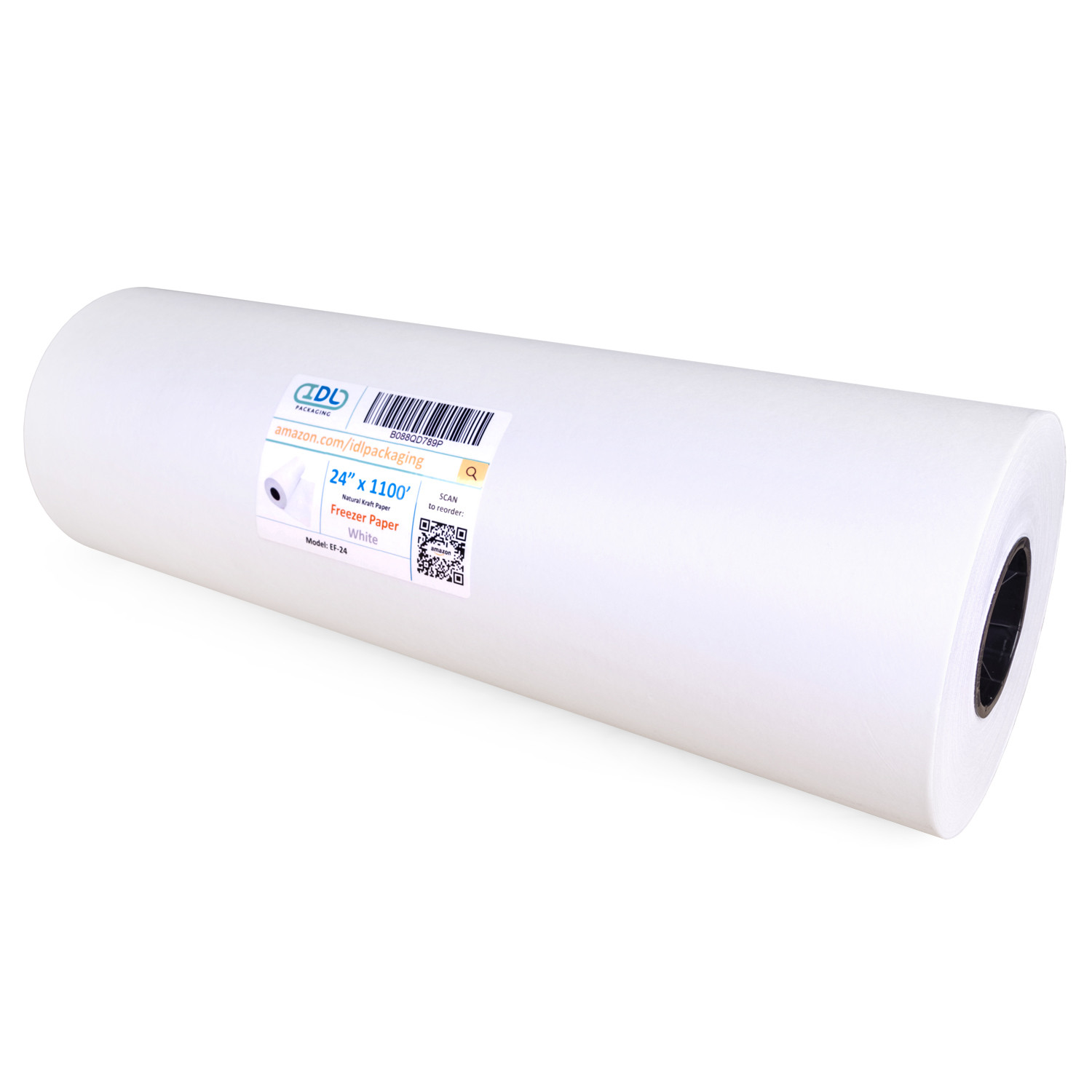 24" x 1100' Mini Freezer Paper Roll, White